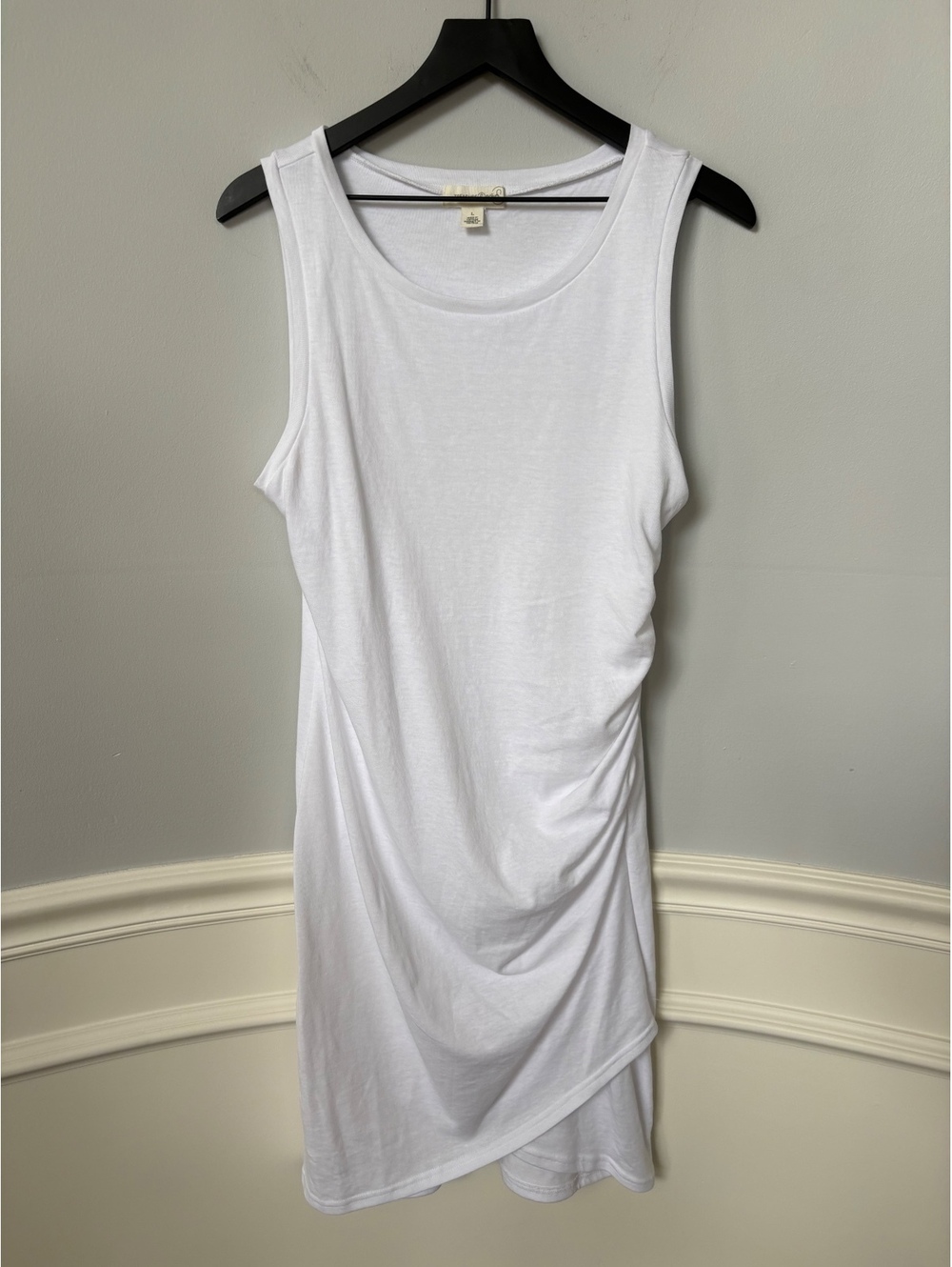 Treasure & Bond White Sleeveless Ruched Midi Dress Size L